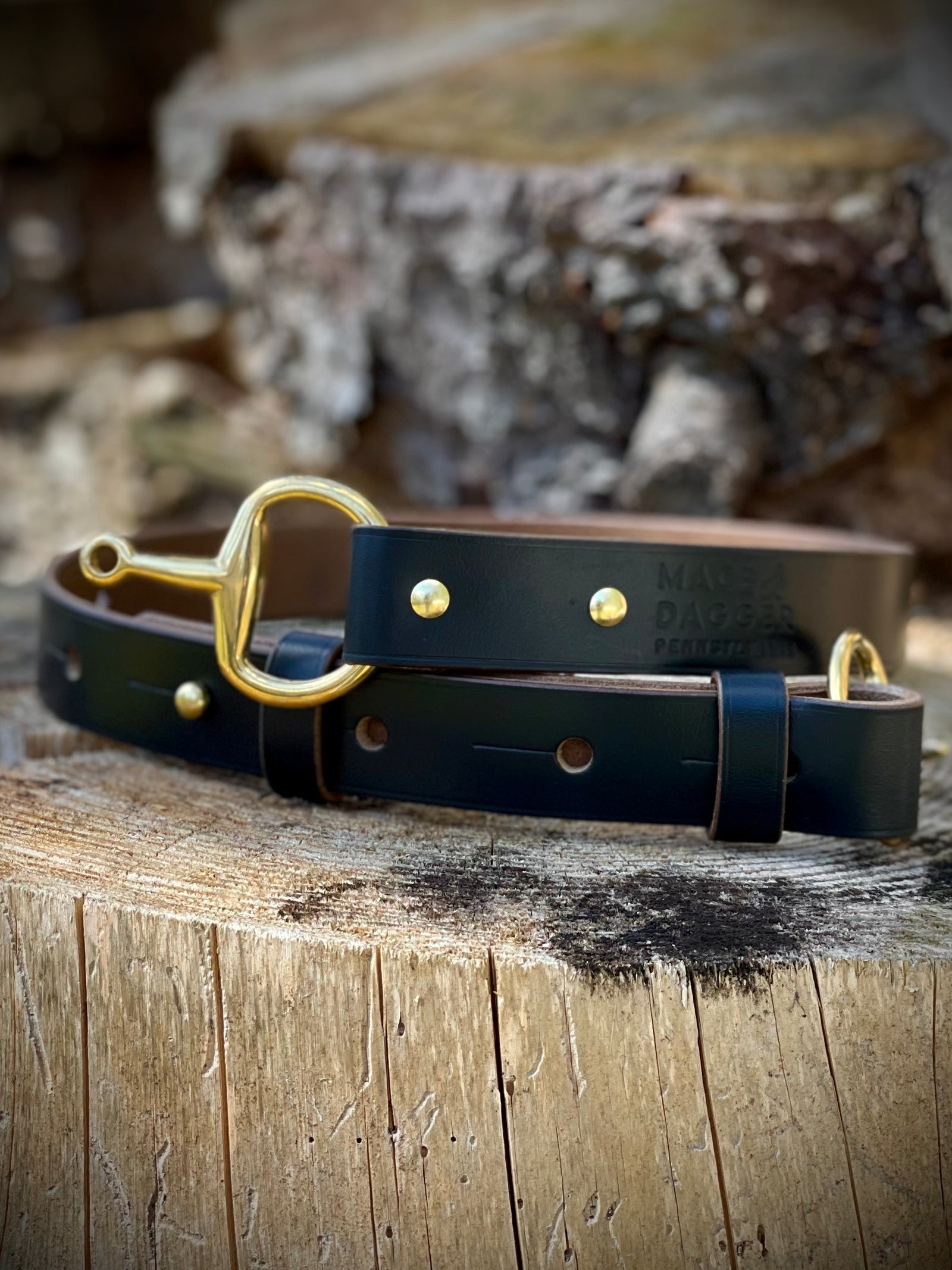 Reversible leather belt with Horsebit in black and dark grey leather Reversible leather belt with Horsebit in black and dark grey leather